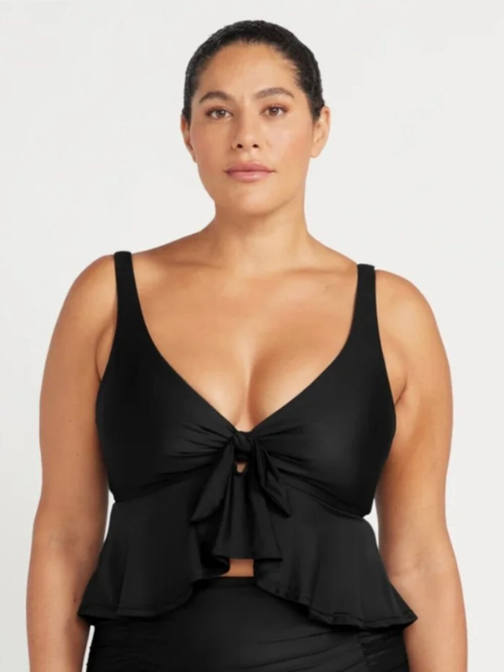 NEW 2 PC SZ 14 Tankini Artesands Hues Chagall Bikini Top + Bottom solid black